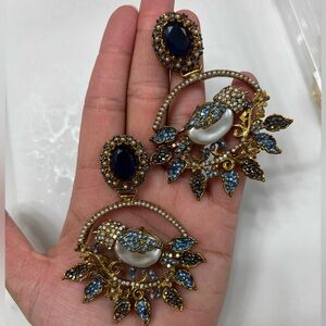 Turkish Gold and Blue Statement Earrings